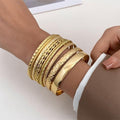 Hot selling bracelets, fashionable and exaggerated Bohemian feng shui ripple glossy overlay bracelet set of ten pieces