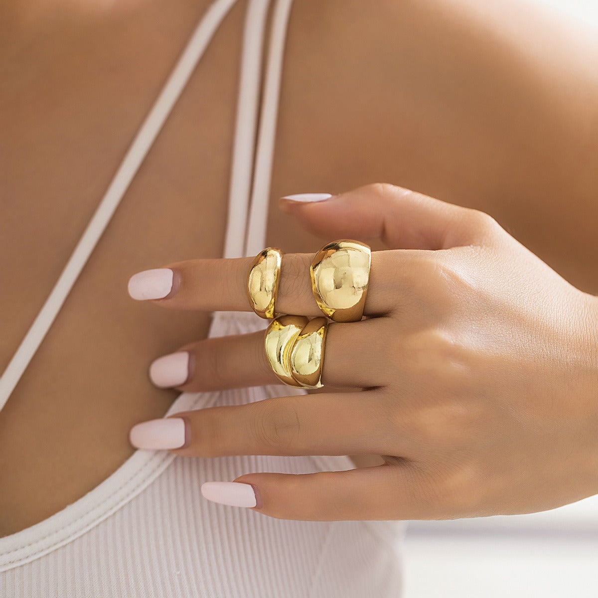 Vintage Punk Gold Color Open Rings Set