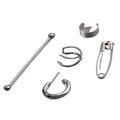Fashion Exaggerated Personality Stainless Steel Piercing Ear Studs Pin Ear Clip Combination Ear Stud 6 Kits Unisex