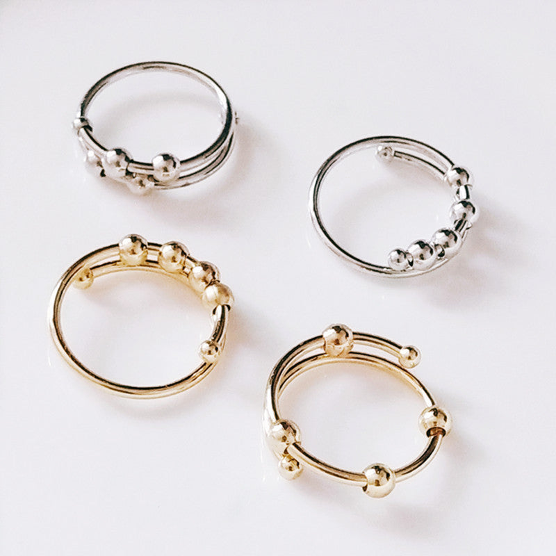 New Men's and Women's Rings Creative Stress Relief Accessories Geometric Beaded Ring Bracelet