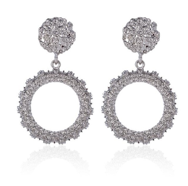 Big Vintage Earrings for Women Gold Silver Black Geometric Statement Earring 2019 Metal Earing Hanging Fashion Jewelry