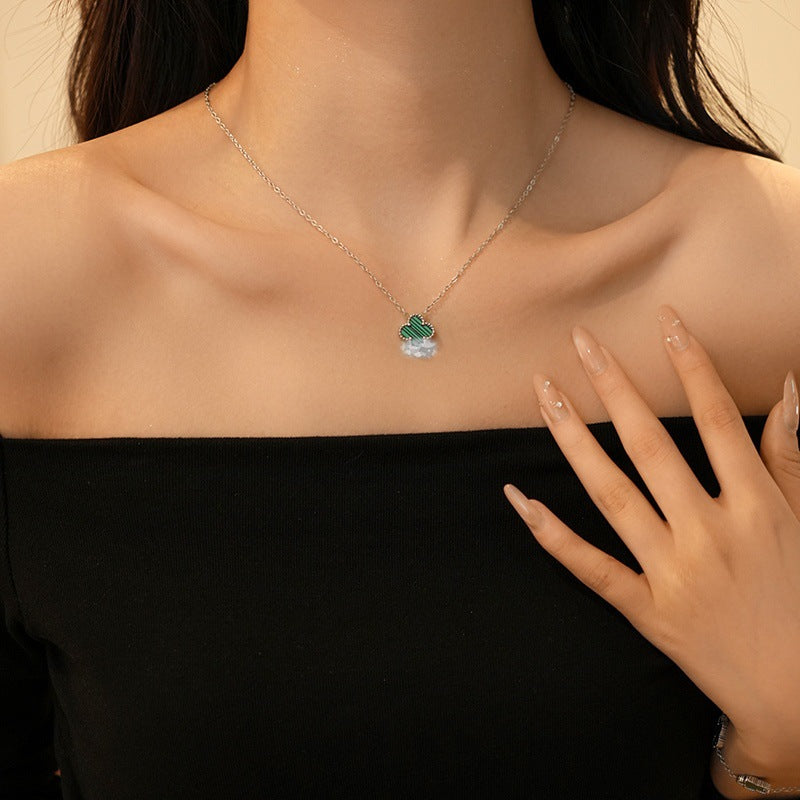 Lucky Clover Necklace Pendant Titanium Steel Double sided Beimu Clavicle Jewelry