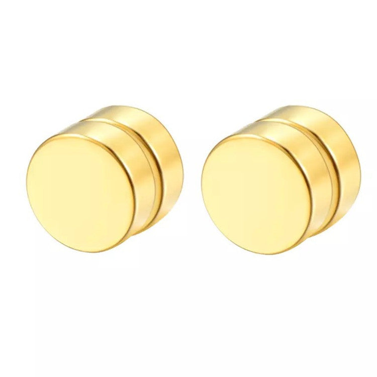 Men's Magnetic Disc Earrings, Punk Fake Ear Studs Jewelry