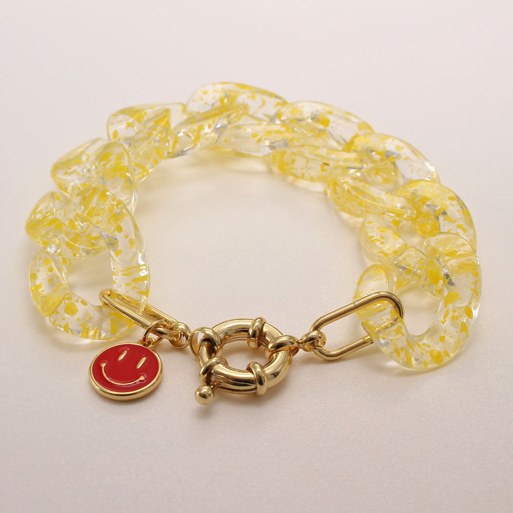 Colorful Resin Zircon Heart Bracelets Vintage Style Exaggerated Women Girls Fashion Bracelet Bangles Luxury Jewelry