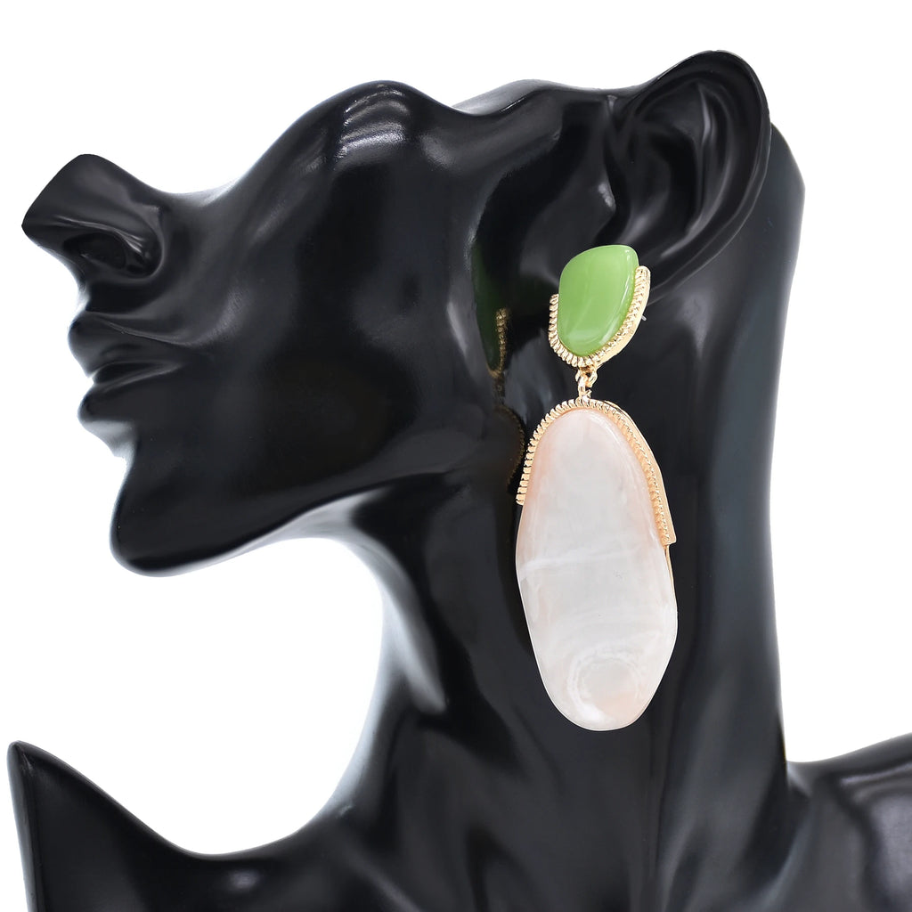White Irregular Acrylic Imitation Stone Pendant Earrings for Women Fashion Exaggerated Big Geometric Earings Summer Jewelry Gift