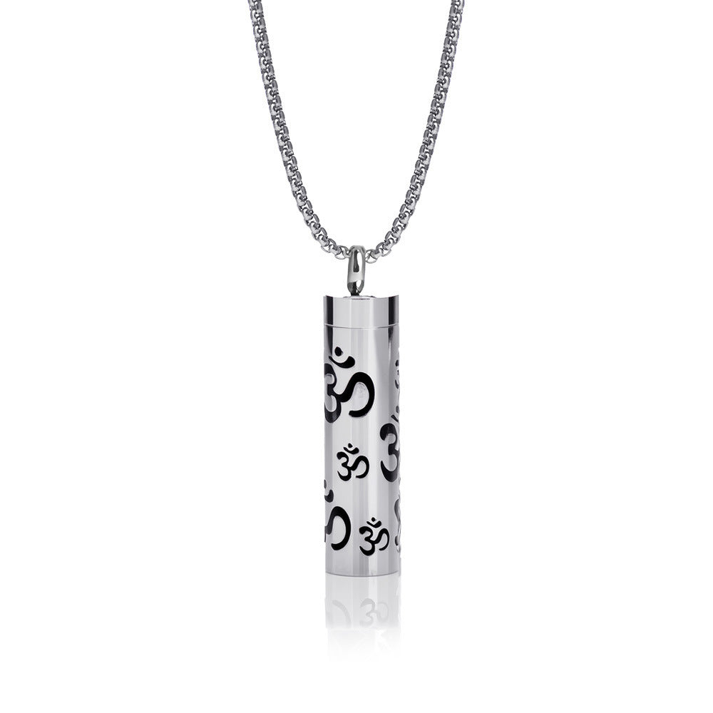 Cylindrical Heart-shaped Diffuser Pendant Necklace with Essential Oil, Stainless Steel Necklace for Men and Women, Titanium Steel Pendant