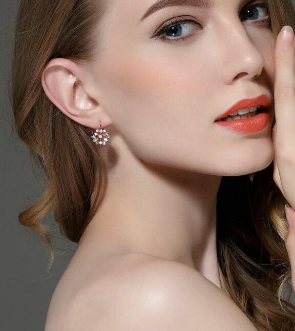 Rose Gold Color Jewelry Earings For Women With High Quality Multicolor AAA Zircon Wedding & Engagement Jewelry
