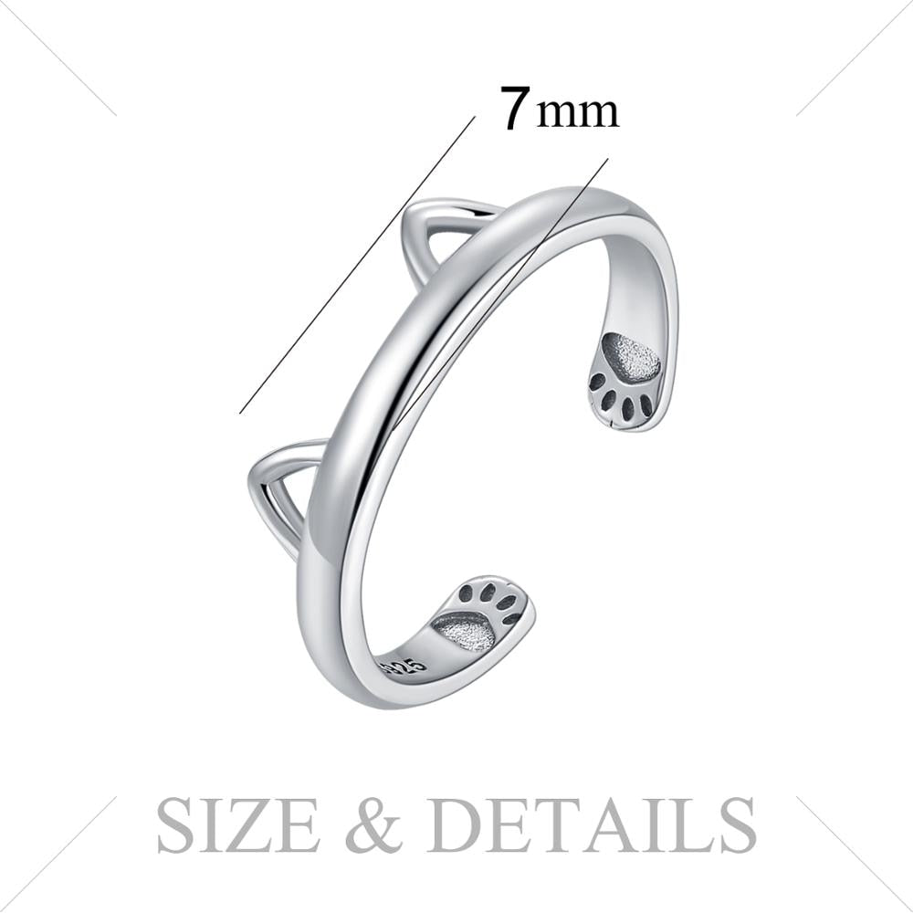 JewelryPalace Lovely Cat Ear Adjustable Open Ring Silver Rings for Women Jewelry Making Fashion Jewelry Gifts