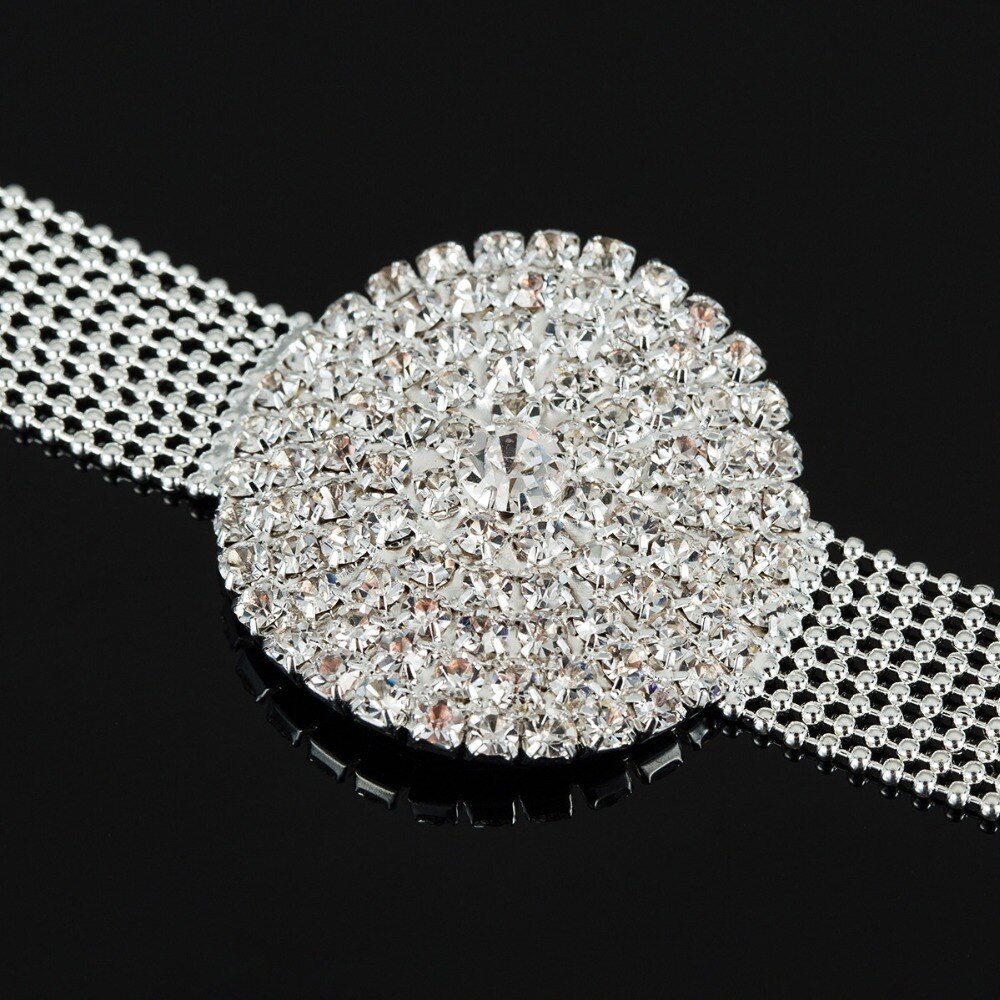 Ball Chain Link Silver Color Full Round Shape Bridal Bracelets Romantic Ladies Luxury Party Crystal Evening Bracelet
