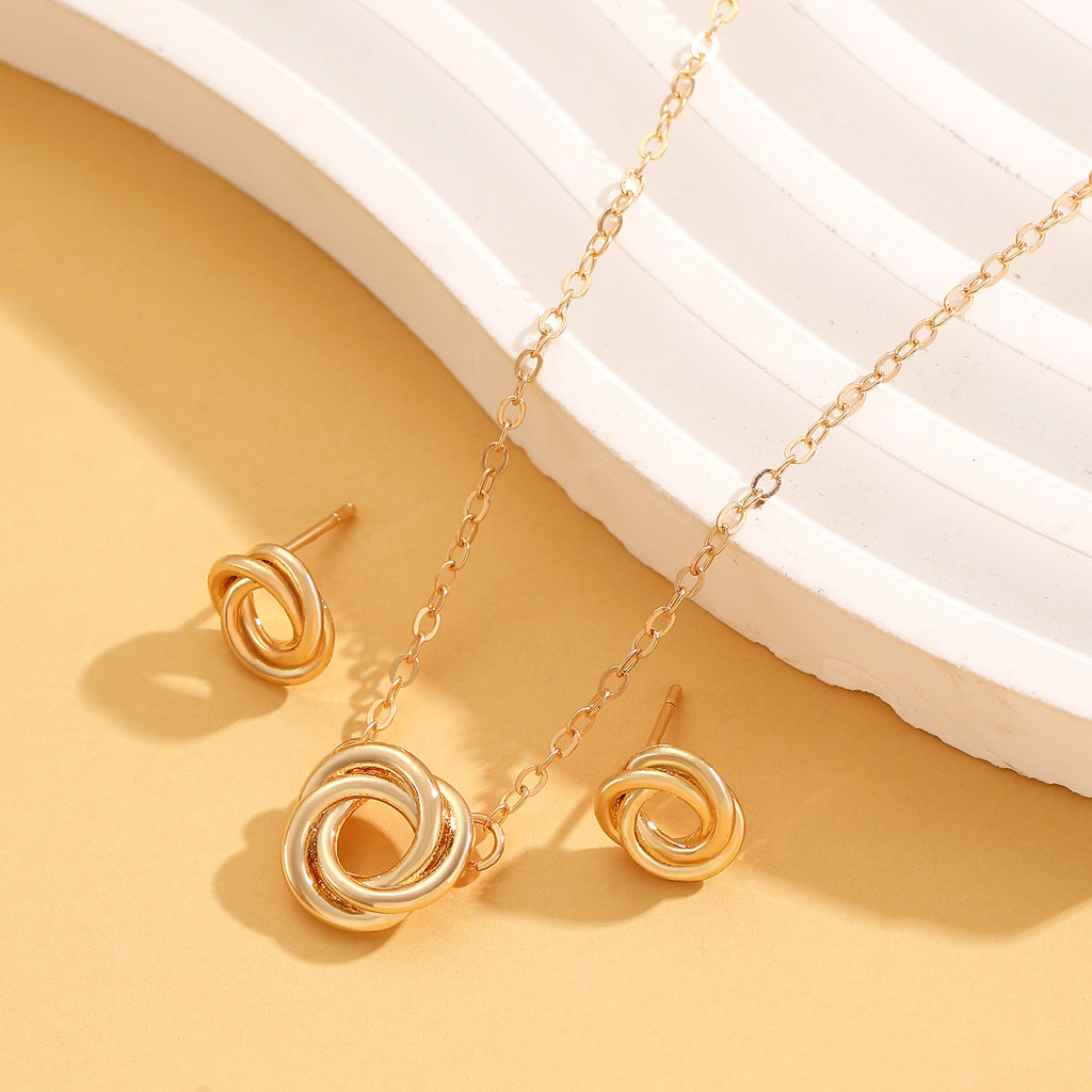 Circle Braided Set Necklace and Earrings for Women