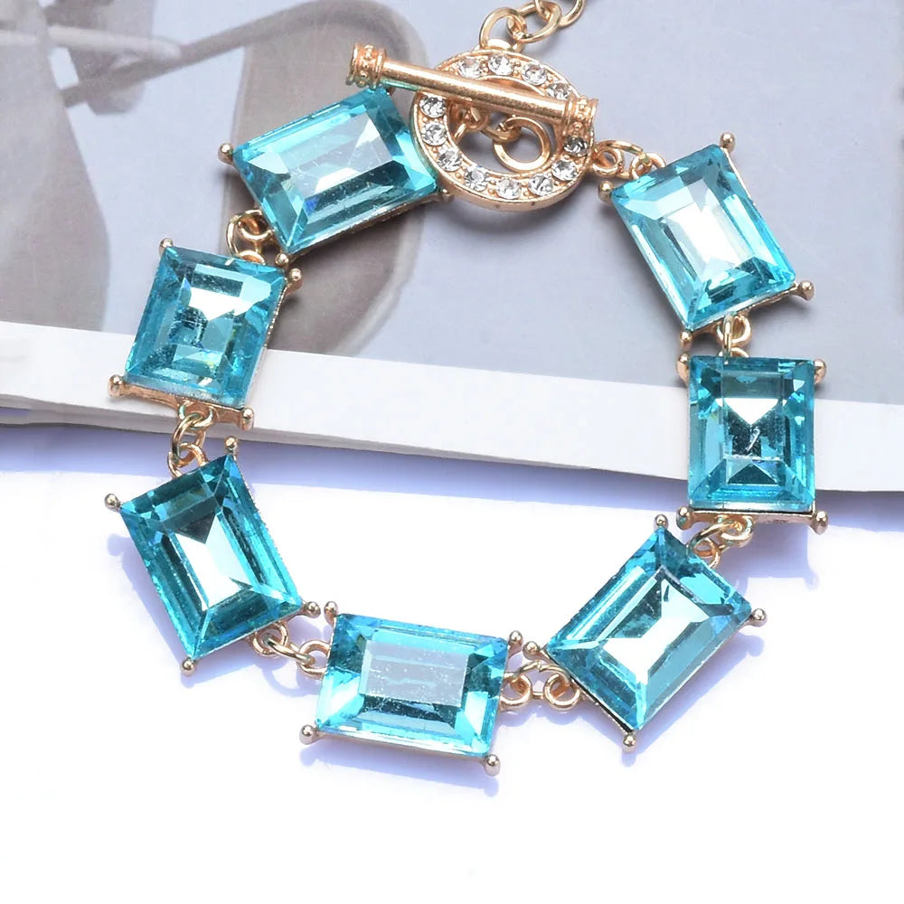 New Purple Yellow Blue Glass Crystal Bracelets Women Charm Jewelry Luxury Boho Ethnic Statement Bracelet Female