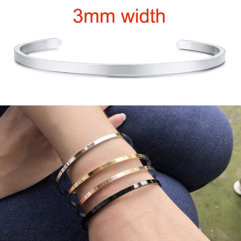 Inspirational Cuff Bracelet Bangle For Women Rose Gold silver color Engraved Mantra Bracelets Wife Fiance Personalized Gifts