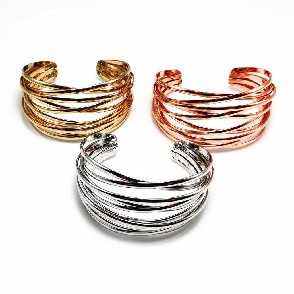 Fashion Alloy Round Chain Charms Cuff Bracelet For Women Female Gold&Silver Color Bracelets Jewelry