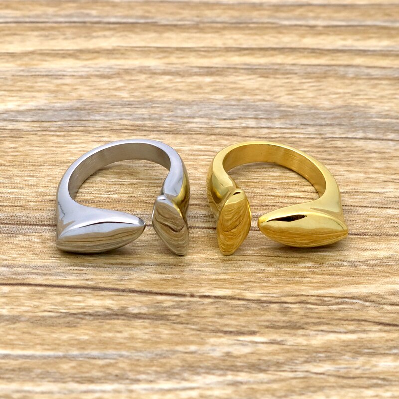 New Fashion Brand Charm Double Leaf Rings For Women Gold Color Opening Adjustable Woman Ring Bague Femme Engagement Rings