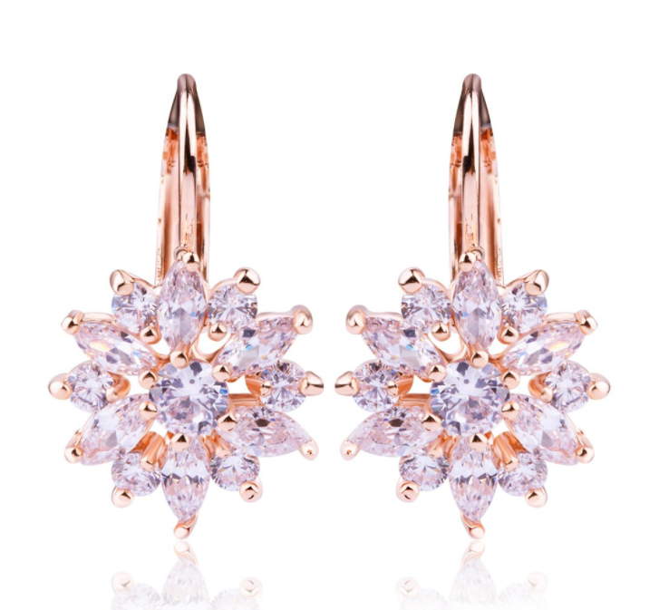 Rose Gold Color Jewelry Earings For Women With High Quality Multicolor AAA Zircon Wedding & Engagement Jewelry