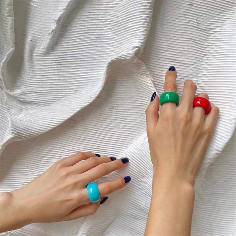 Irregular Wide Large Chunky Rings for Women Vintage Crystal Resin Autumn Winter Geometric Stacking Wear Finger Jewelry