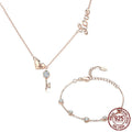 925 Sterling Silver Key Lock of Love Gold Color Necklaces Bracelets Jewelry Sets Wedding Authentic Silver Jewelry Set
