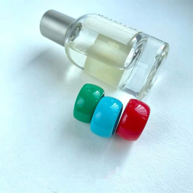 Irregular Wide Large Chunky Rings for Women Vintage Crystal Resin Autumn Winter Geometric Stacking Wear Finger Jewelry