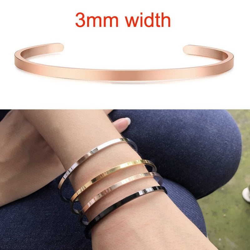 Inspirational Cuff Bracelet Bangle For Women Rose Gold silver color Engraved Mantra Bracelets Wife Fiance Personalized Gifts