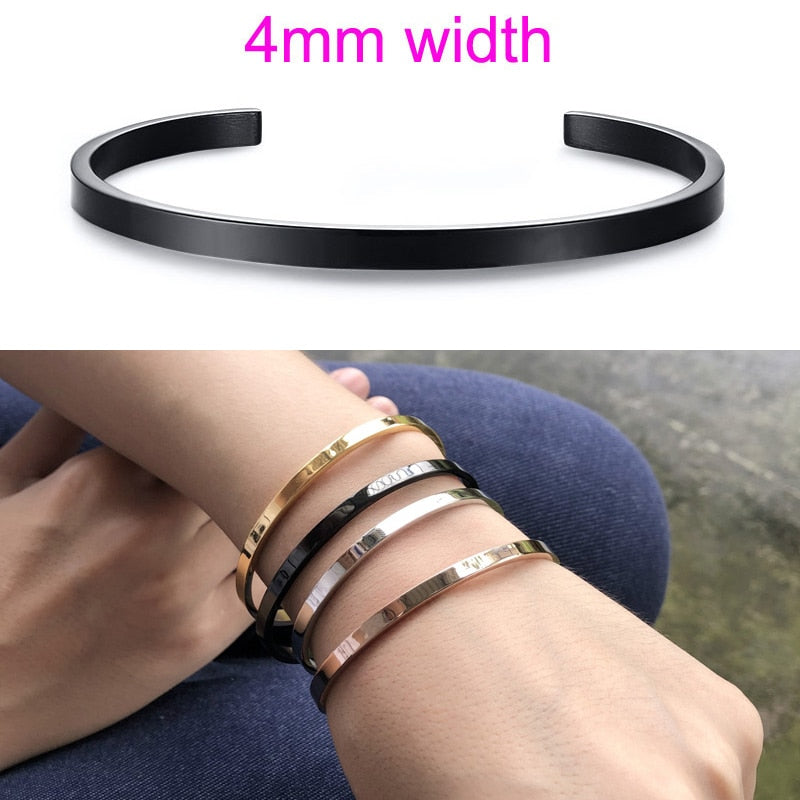 Inspirational Cuff Bracelet Bangle For Women Rose Gold silver color Engraved Mantra Bracelets Wife Fiance Personalized Gifts