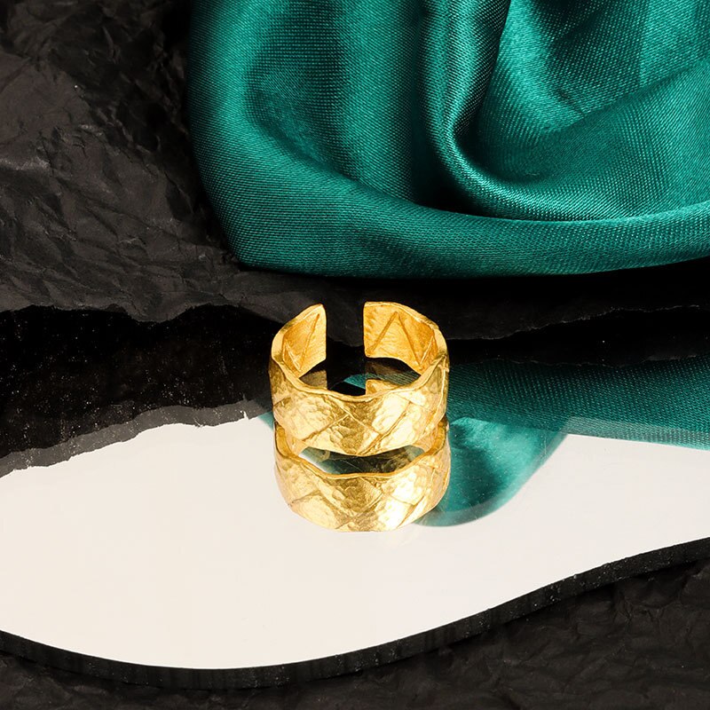 Crumpled Tin Foil Texture Ring Irregular Rings Minimalistfor Women TrenFashion Fine Jewelry
