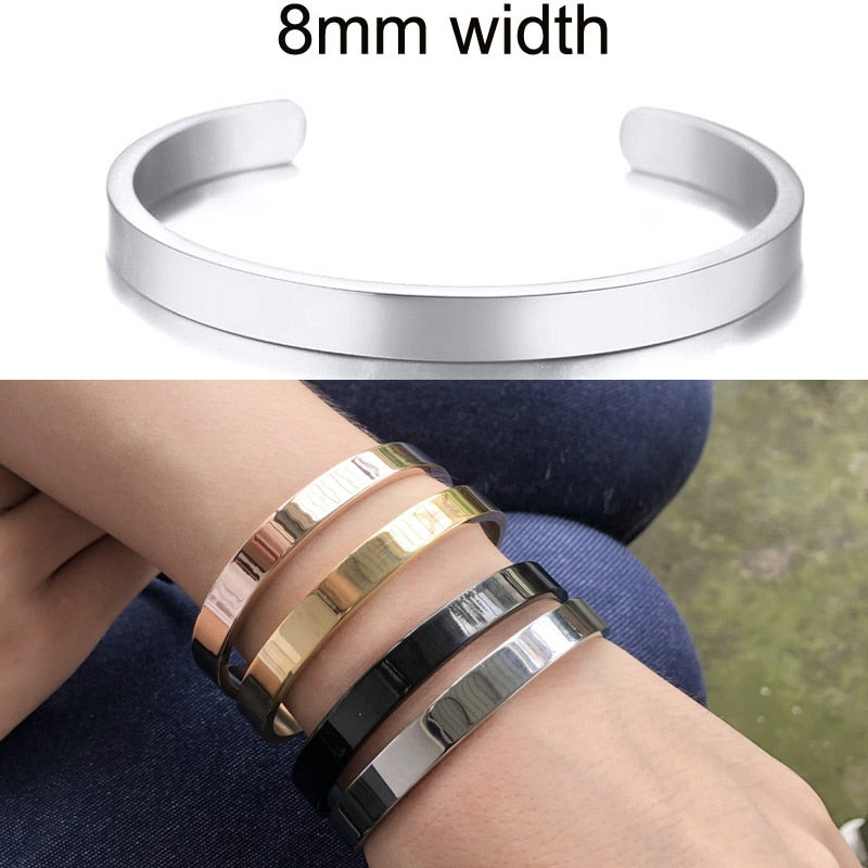 Inspirational Cuff Bracelet Bangle For Women Rose Gold silver color Engraved Mantra Bracelets Wife Fiance Personalized Gifts