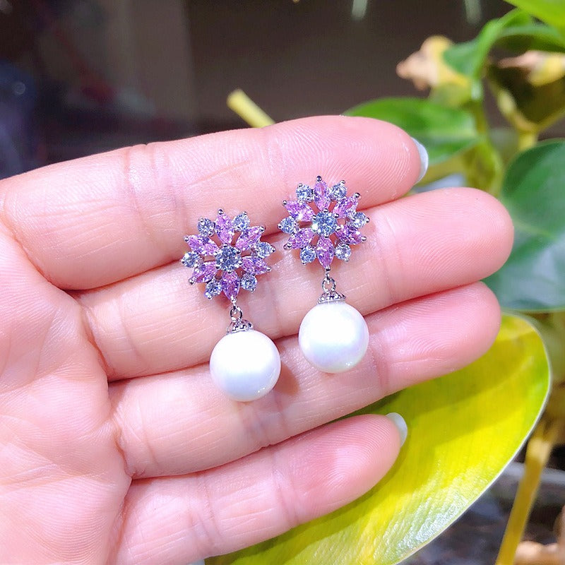Popular Sunflower Brick Ear Studs, Pearl Earrings, Women's Fashion Earrings
