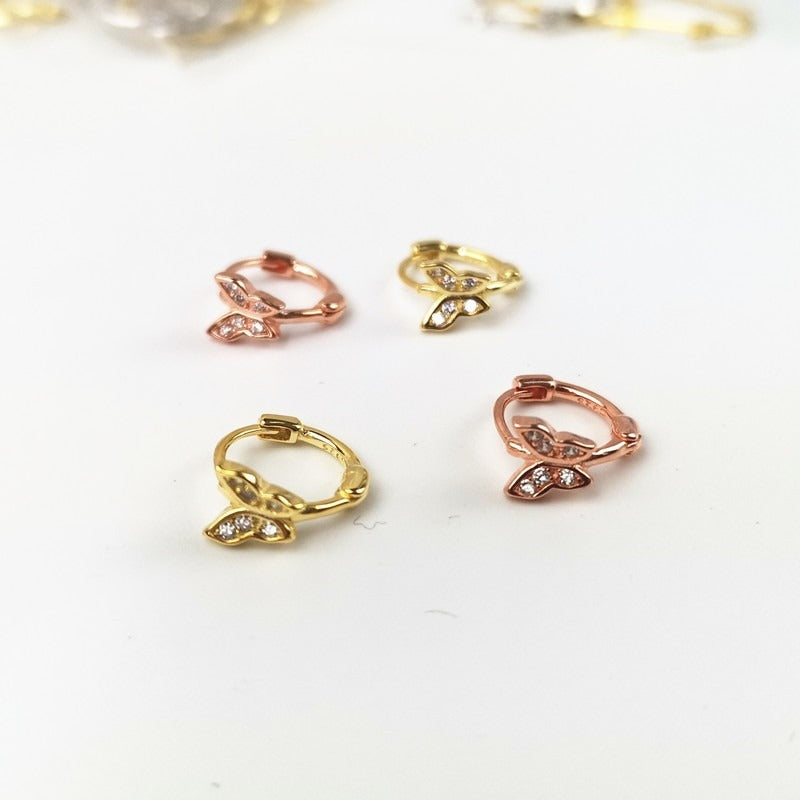 S925 Silver Earrings Women's Korean Fashion Sweet Bow Ear Buckle Ear Studs Short Earrings Earrings Earrings Jewelry
