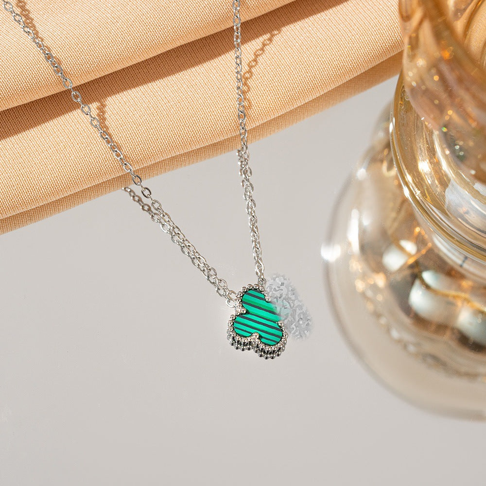 Lucky Clover Necklace Pendant Titanium Steel Double sided Beimu Clavicle Jewelry