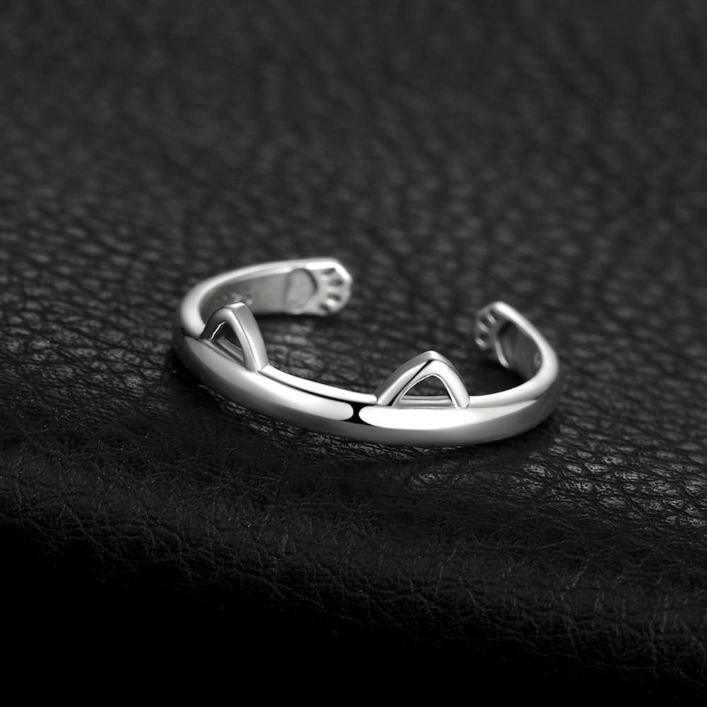 JewelryPalace Lovely Cat Ear Adjustable Open Ring Silver Rings for Women Jewelry Making Fashion Jewelry Gifts