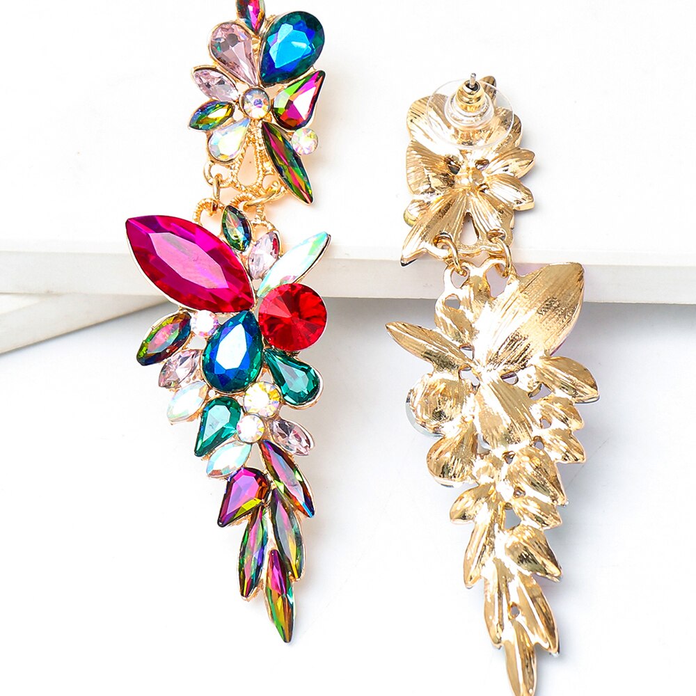New Colorful Long Rhinestone Earrings High Quality Crystal Drop Earring Luxury Earing for Women Jewelry Accessories Gift