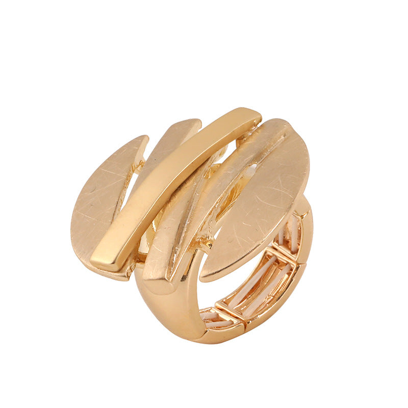 Irregular Chunky Gold Silver Color Rings for Women Men Personality Elastic Rope Adjustable Finger Ring Fashion Jewelry