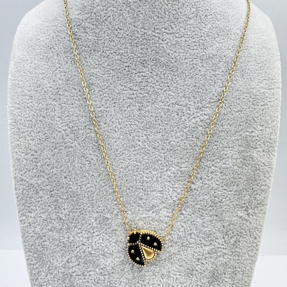 Titanium Steel Beetle Necklace Forest Story Jewelry