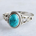 Inlaid Vintage Green Turquoise Rings European and American Engagement Gifts Hand Jewelry