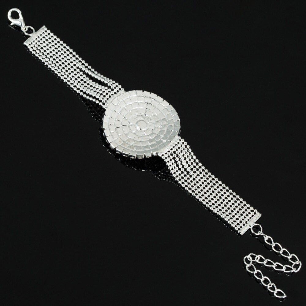 Ball Chain Link Silver Color Full Round Shape Bridal Bracelets Romantic Ladies Luxury Party Crystal Evening Bracelet