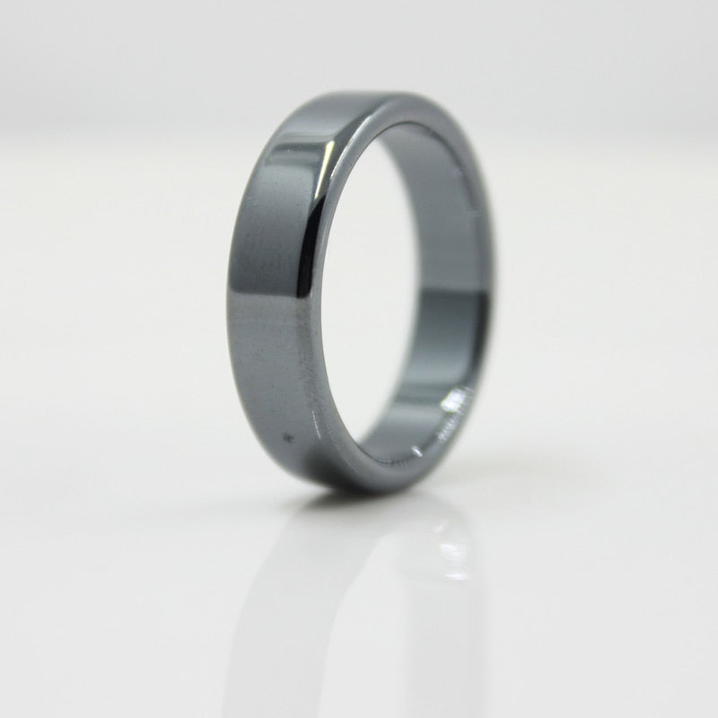Fashion Jewelry Grade AAA Quality smooth 6 mm Width Flat Hematite Rings (1 Pair)