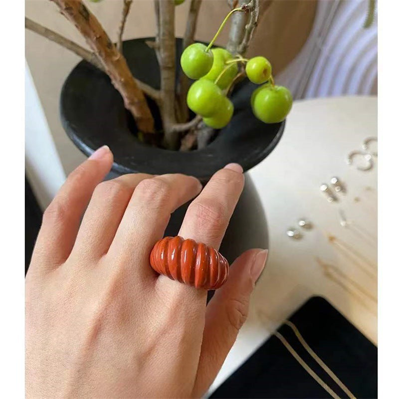 Irregular Wide Large Chunky Rings for Women Vintage Crystal Resin Autumn Winter Geometric Stacking Wear Finger Jewelry