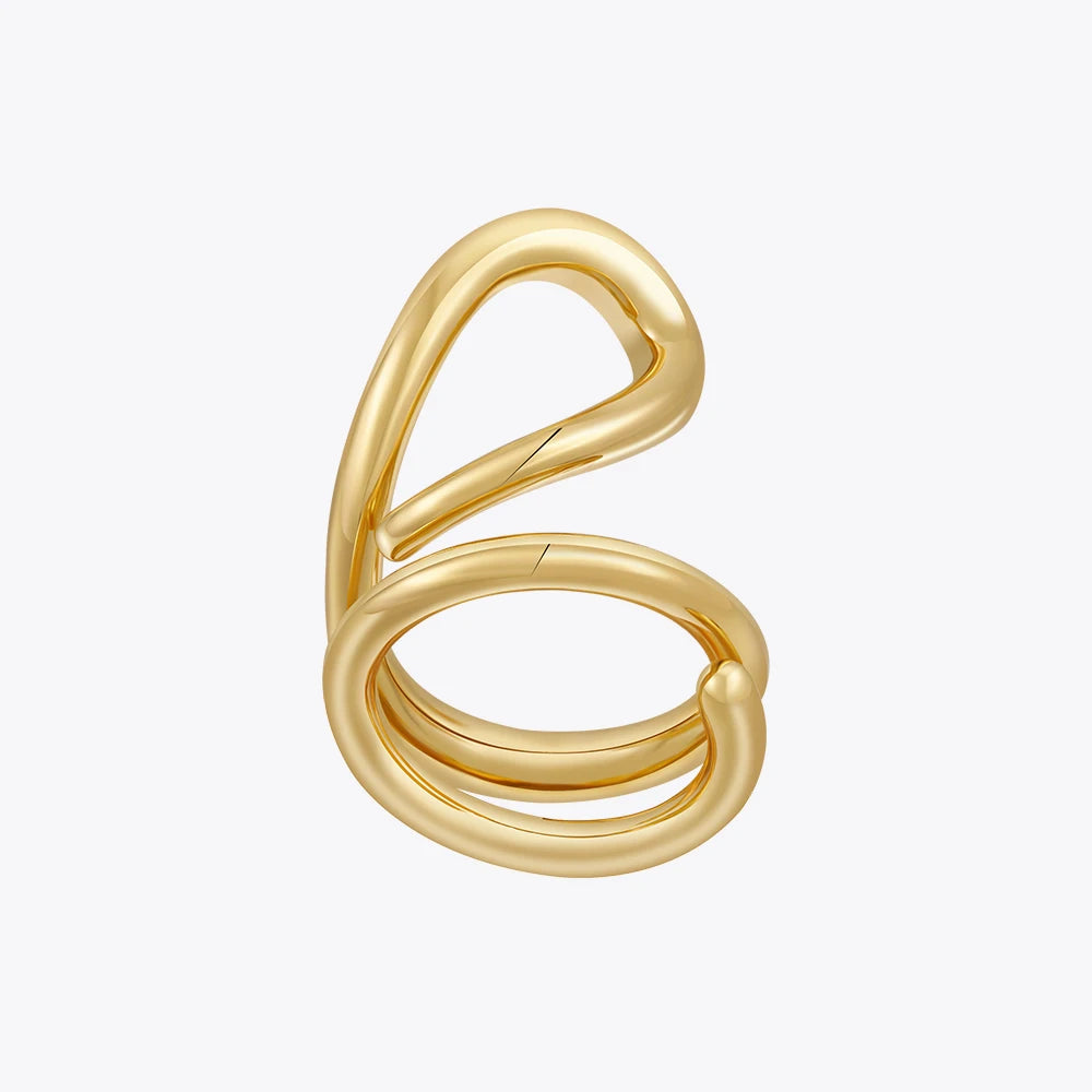 Irregular Line Ring For Women  Pated Gold Color Fashion Jewelry Rings Simple Office Friend Gift