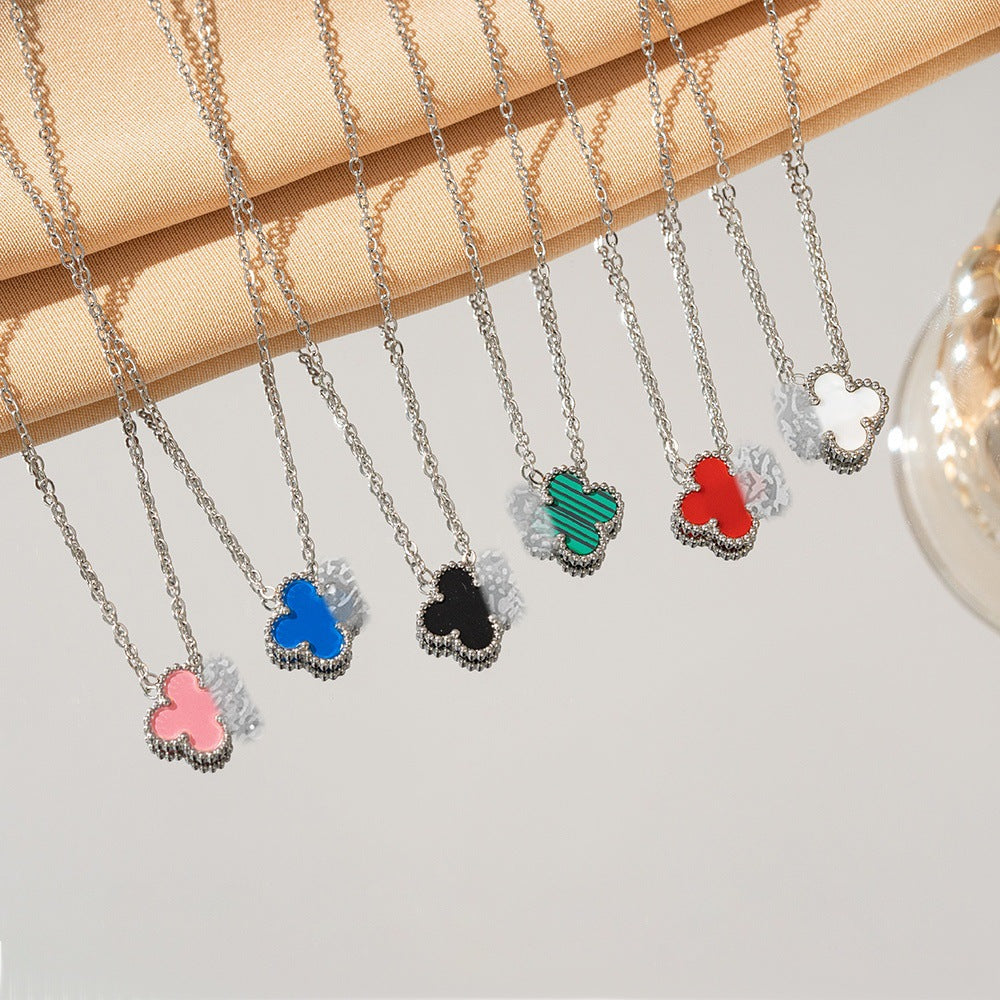 Lucky Clover Necklace Pendant Titanium Steel Double sided Beimu Clavicle Jewelry