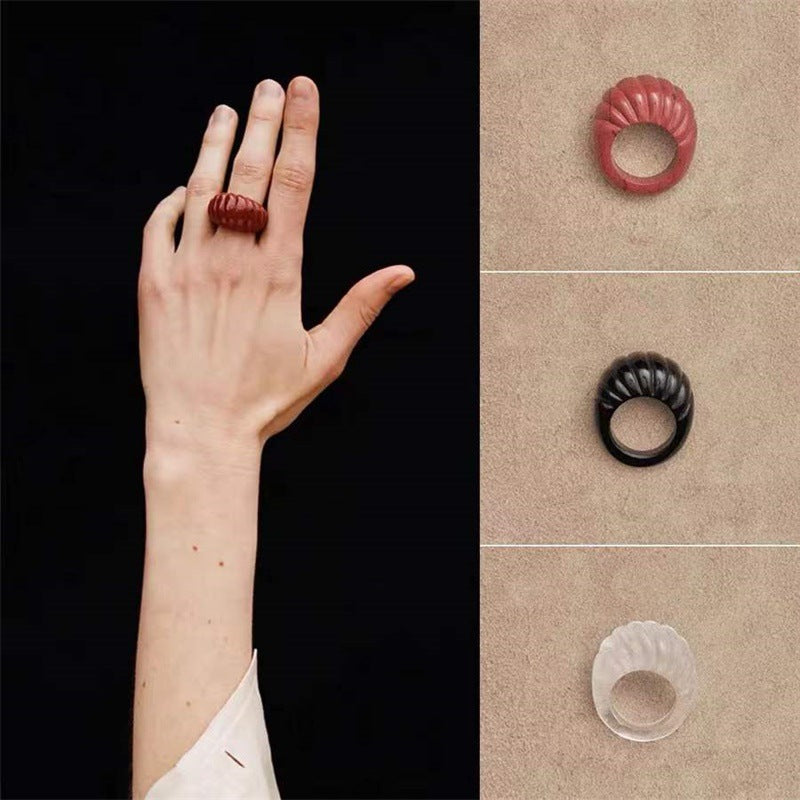 Irregular Wide Large Chunky Rings for Women Vintage Crystal Resin Autumn Winter Geometric Stacking Wear Finger Jewelry