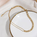 Waterproof Stainless Steel Figaro Chain&Cuban Chain Patchwork Bracelets for Women Ladies Street Style Gold Chain Bracelet