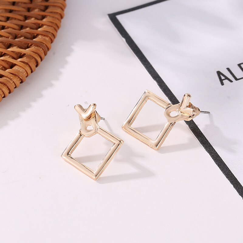 Creative Triangle Square Stud Earrings For Women Trendy Simple Minimalist Gold Color Geometric Metal Earing Jewelry Accessories