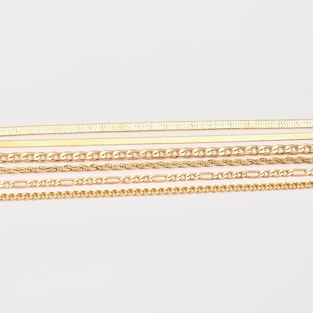 Hot selling fashion minimalist chain bracelets, personalized and versatile women's folding bracelet set, 6-piece set