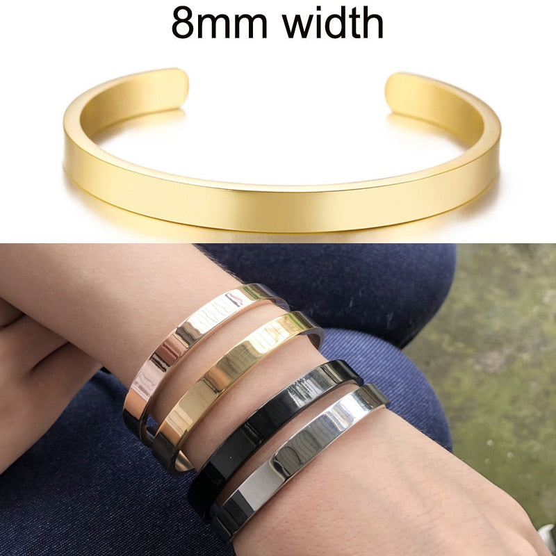 Inspirational Cuff Bracelet Bangle For Women Rose Gold silver color Engraved Mantra Bracelets Wife Fiance Personalized Gifts