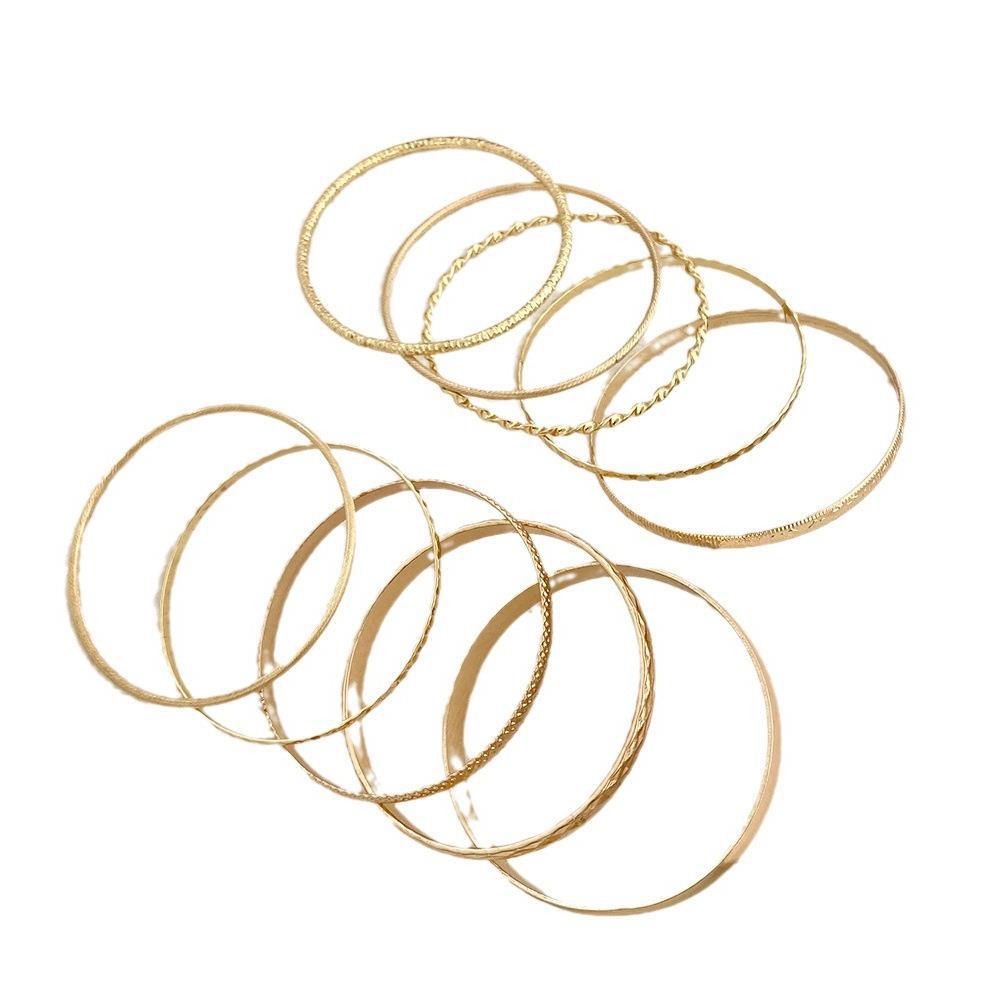 Hot selling bracelets, fashionable and exaggerated Bohemian feng shui ripple glossy overlay bracelet set of ten pieces