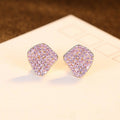 PAG&MAG Genuine 925 Sterling Silver Stud Earrings Luxury Pink Cubic Zircon Irregular Earings For Women Jewelry pendientes plata