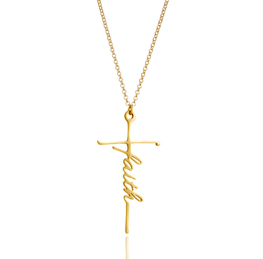Ins Style Faith Letter Alloy Pendant Women's Choker Necklace Short Necklace for Women