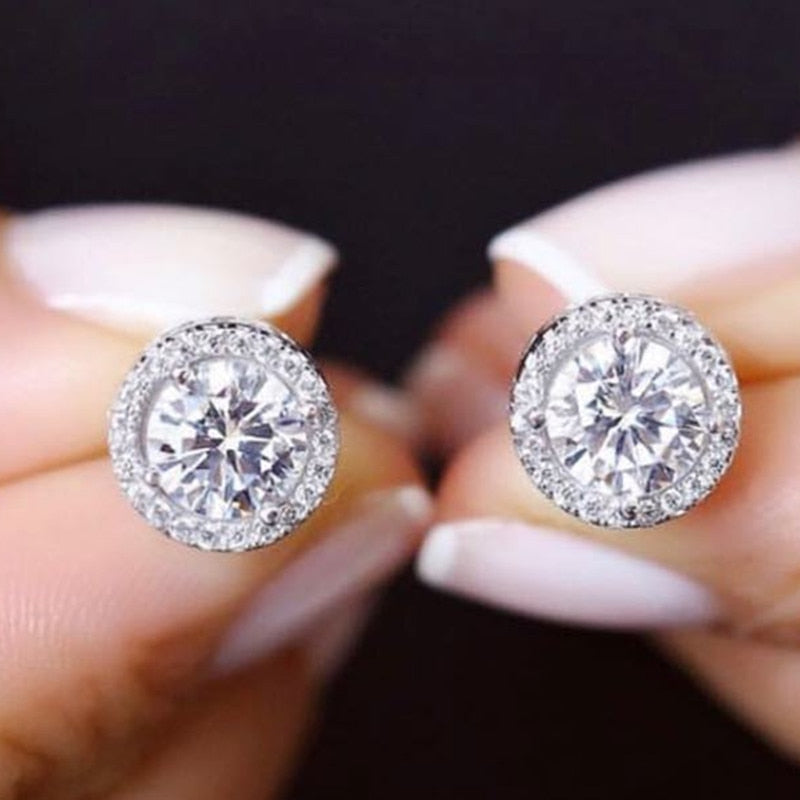 Fashion Luxury 925 Sterling Silver 6mm Small Zircon Stud Earing Earrings for women christmas gift korean jewelry E232