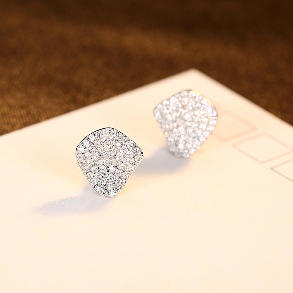 PAG&MAG Genuine 925 Sterling Silver Stud Earrings Luxury Pink Cubic Zircon Irregular Earings For Women Jewelry pendientes plata