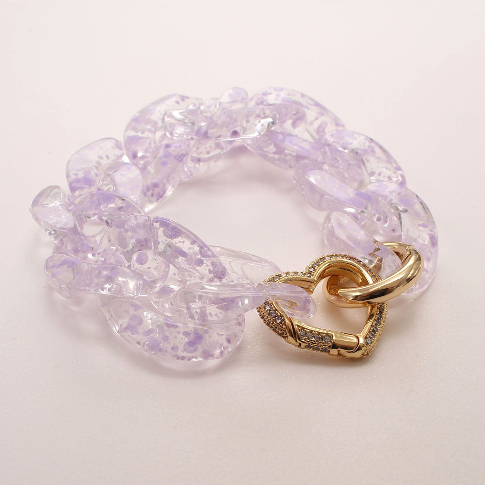 Colorful Resin Zircon Heart Bracelets Vintage Style Exaggerated Women Girls Fashion Bracelet Bangles Luxury Jewelry